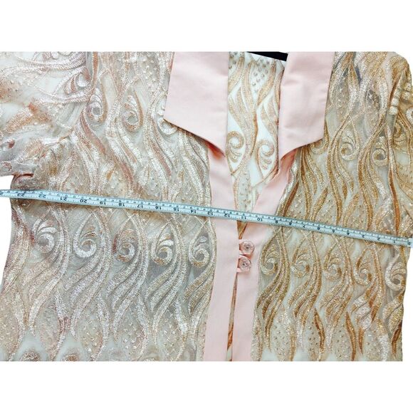 Vintage Dani-An Top Womens 3XL Peach Short Sleeves Collared Lace Toggle Bolero - Picture 6 of 7